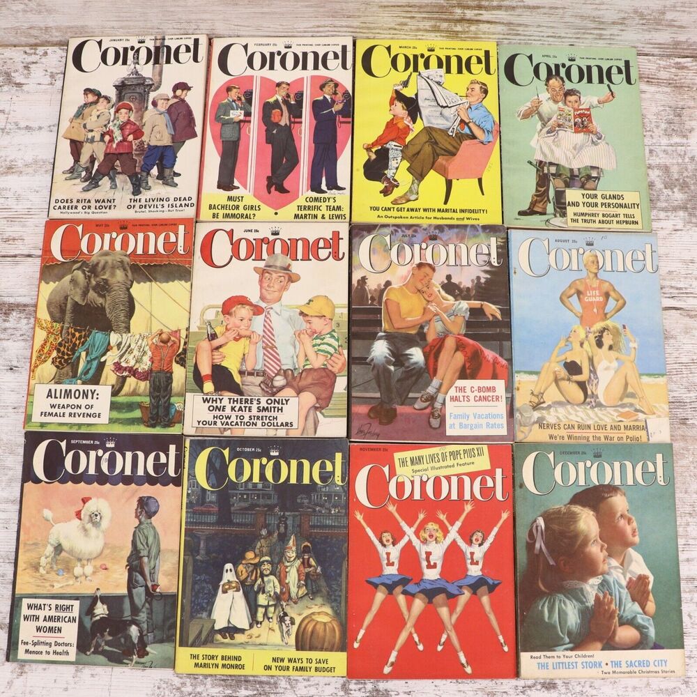 Coronet Magazine 1952 Full Year of 12